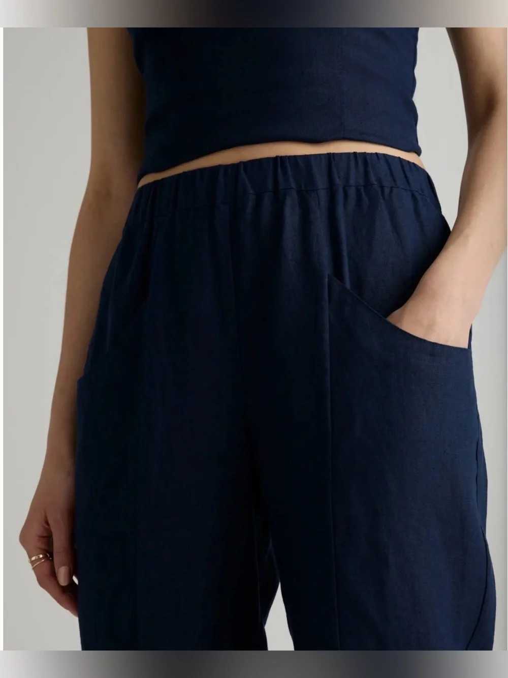 Quince 100% European Linen Tapered Ankle Pants